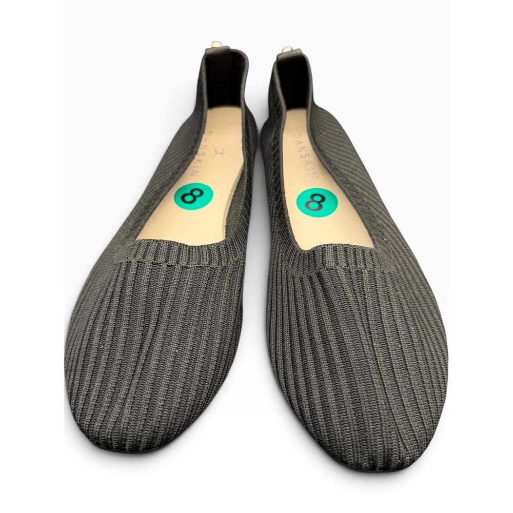 Danskin Hope Womens Black Ribbed Knit Vegan Ballet Flats Shoes Size 8